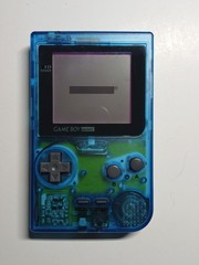 Gameboy Pocket Console Clear blue backlight, Tested And Working minor wear