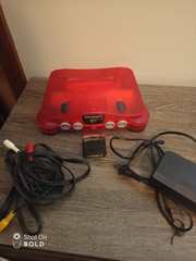 Nintendo 64 N64 Console Red Reshell Tested Working With Expansion Pack