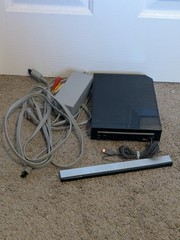 Nintendo Wii Console RVL-101 512MB Black with Cords and Sensor -NO REMOTE/GAMES