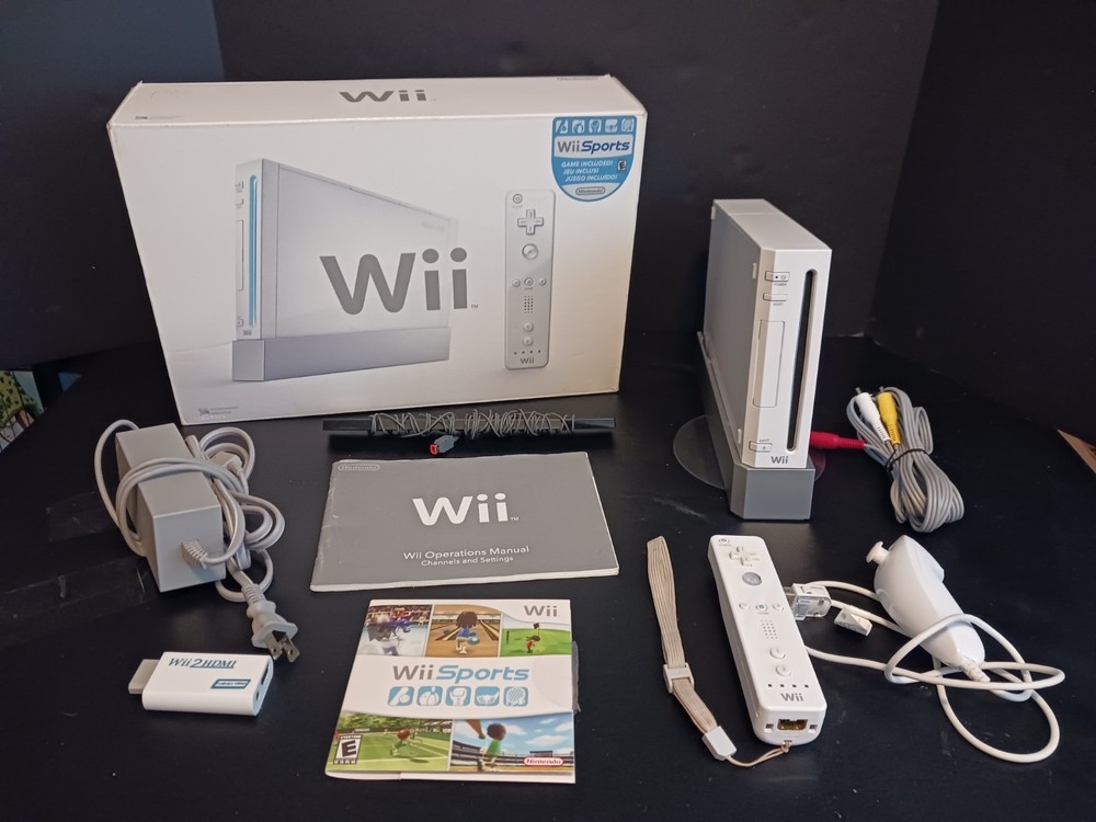 Nintendo Wii Console White Complete In Box CIB with Wii Sports Bundle – Tested!