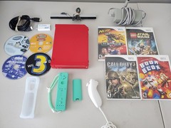 Nintendo Wii Console Gaming System RVL-001 Red w/ Games Controller Nunchuck