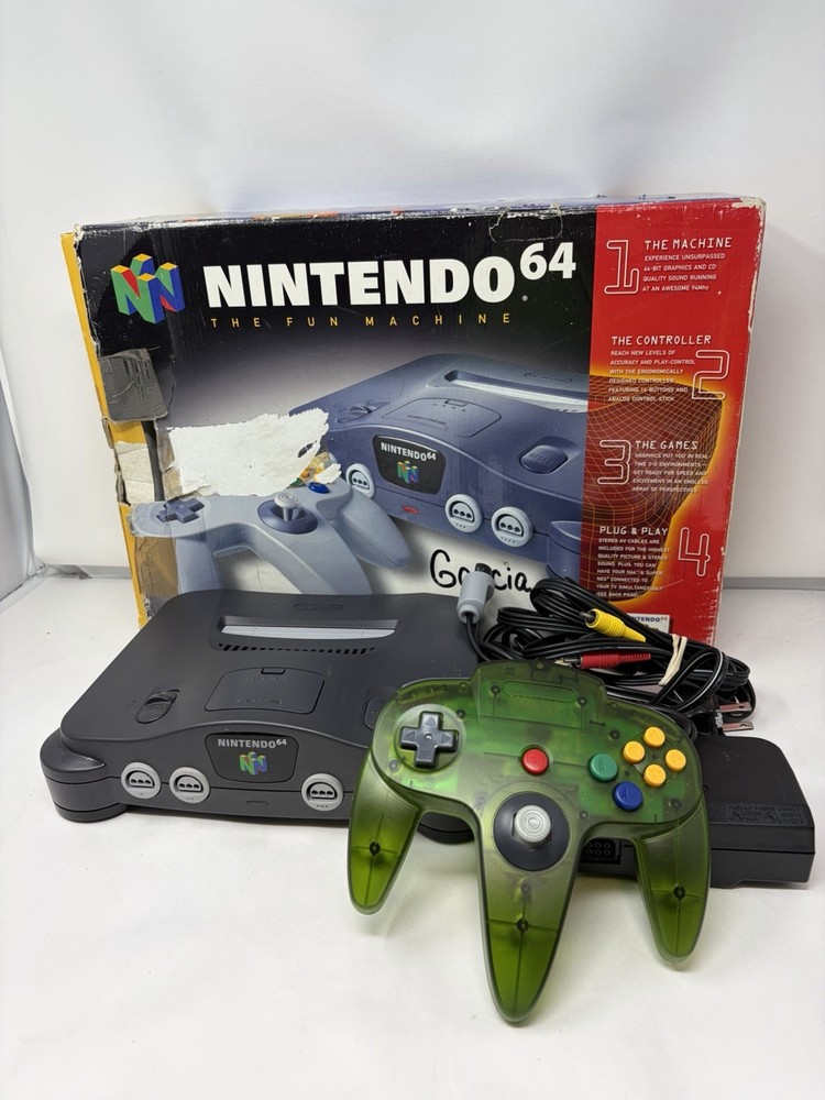 Nintendo 64 System N64 Console Charcoal Gray Tested Original Box