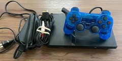 Sony PlayStation 2 Slim SCPH-70001 With Blue Controller And Cables Tested Workin