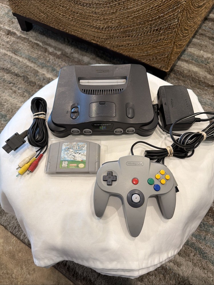Nintendo 64 N64 Console NUS-001 Gray TESTED OEM Cables & Controller Super Mario