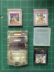 Nintendo Game Boy Color Clear + 3 Game Lot Super Mario Land 2 Bros Deluxe Bugs