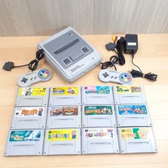 Nintendo Super Famicom Console Bundle 12 games 2 controllers & cables Japan SNES