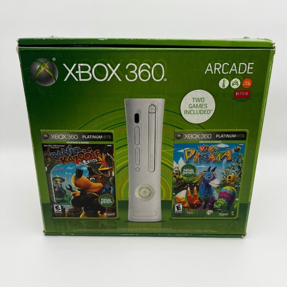 Xbox 360 Arcade 60GB Console Bundle Box Banjo Kazooie Viva Pinata Microsoft