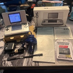 Nintendo DS Original Titanium Silver Handheld System CIB Cracked Hinge READ