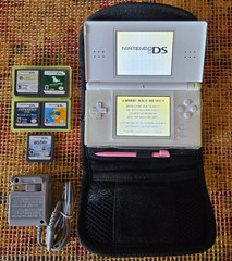 Nintendo DS Lite Console White With Charger, Stylus, Case + 5 Games