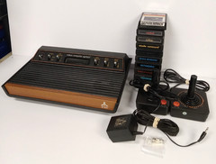 Atari 2600 Wood Grain “Light Sixer” Console Bundle w/ 10 Games! – Tested, FF #1
