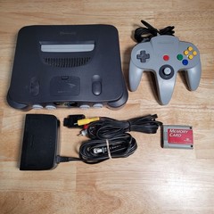 Nintendo 64 N64 Console Black Complete with Wires & Memory Card – Tested