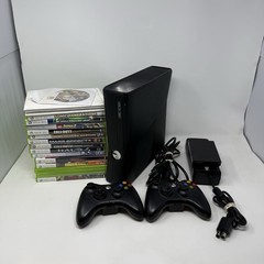 Xbox 360 S 320GB Console Bundle 15+ Games 2 OEM Controllers Tested Working