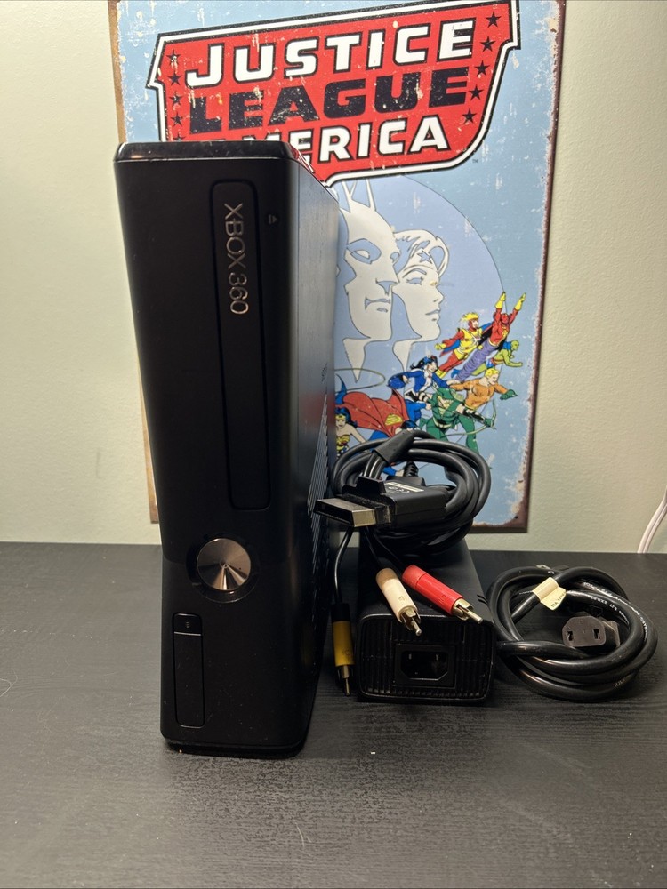 Microsoft Xbox 360 S Slim Black Console Model 1439 Power Supply AV Tested