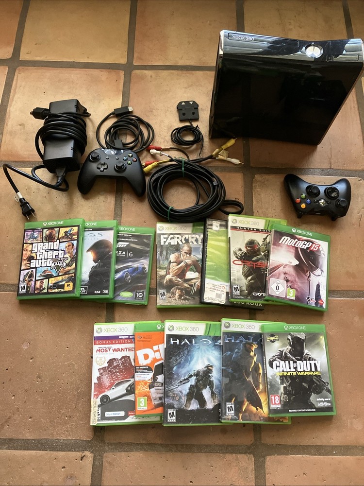 Microsoft XBox 360 S Console Model 1439 250gb Kinect Bundle Used With 12 Games