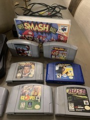 Nintendo 64 Console 8 Game Lot Original And Modern Controller / Cables