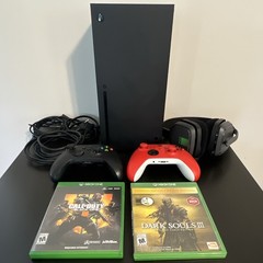 Microsoft Xbox Series X 1TB Black Bundle 2 Controllers Headset HDMI with Games