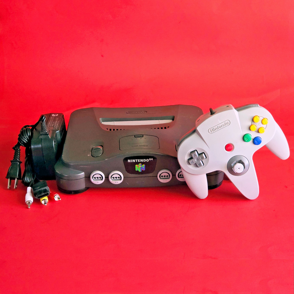 Nintendo 64 BLACK Console Complete System N64 adapter & cable Set REGION FREE