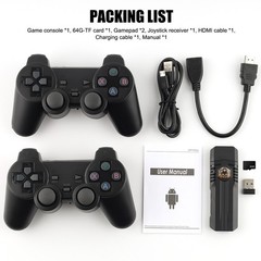 Wireless HDMI 4K TV Game Stick Console Built in 64GB 30000 Retro Games 2 Gamepad