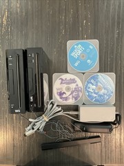 Nintendo Wii Black Bundle w/ 2 Consoles, 3 Games, 1 Remote, 1 Power Cable
