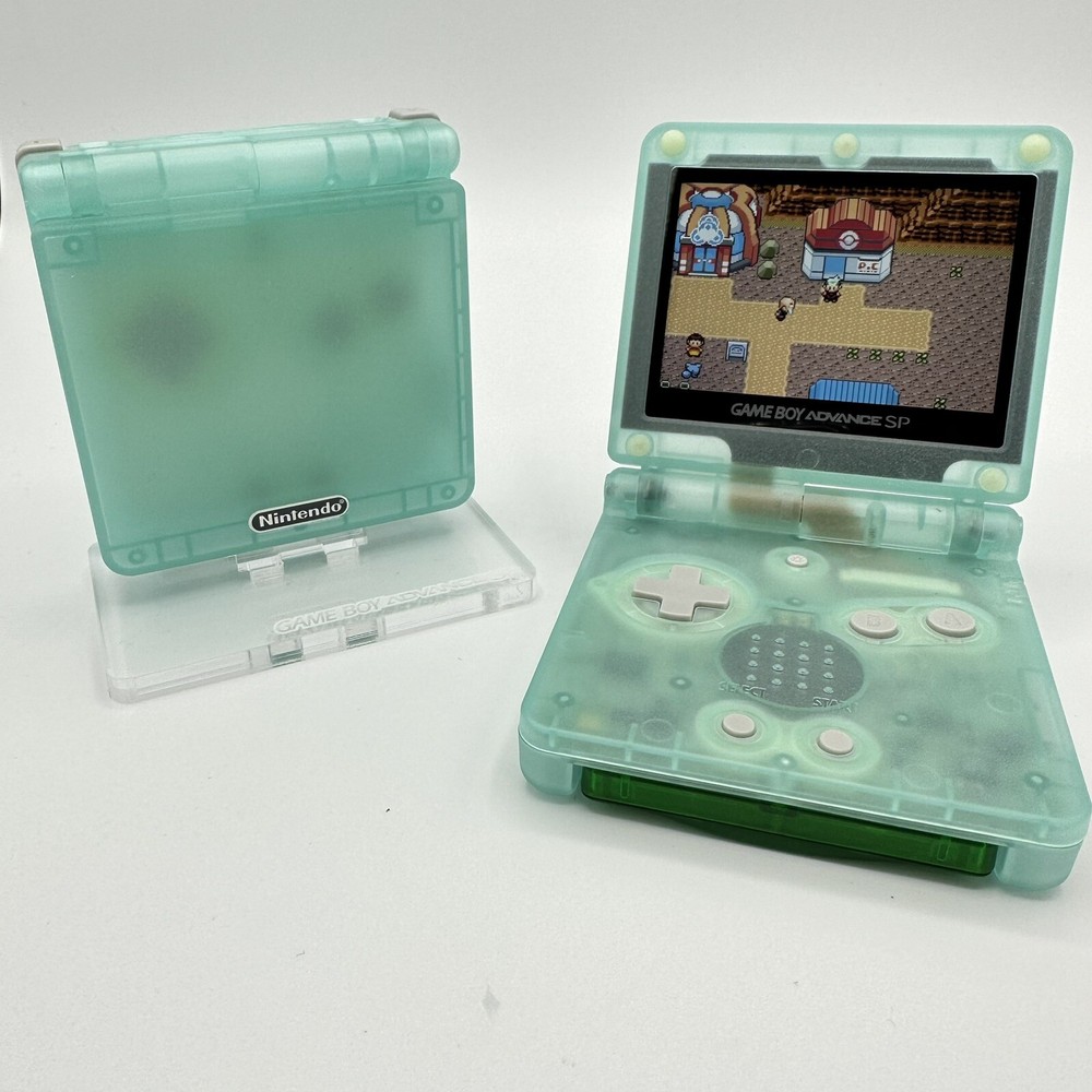 Gameboy Advance SP AGS-001 or IPS Teal Blue Glow *Glass Lens & New Battery* GITD