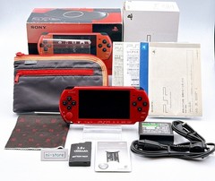 Sony PSP-3000 Console Red Black VALUE PAK Region Free w/2GB, Pouch – Excellent