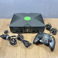 Retro Microsoft OG Xbox CONSOLE 1.0 DUKE Controller AV Cords MFG 2002-3-20 READ