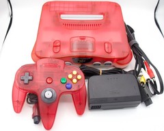 Nintendo 64 Clear Red Console Controller Set Tested Japan N64 OEM Authentic