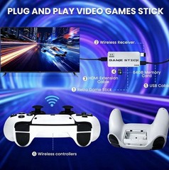 Game Stick Pro 4K HDMI Microconsole 64GB Wireless Controllers Plug & Play