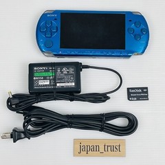 VIBRANT BLUE PSP 3000 System w/ Charger, 4gb Memory Card Set Tested Working