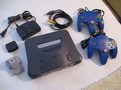 Nintendo 64 System – Console, 2 Controllers, Power, Cables +Jumper/Rumble Paks