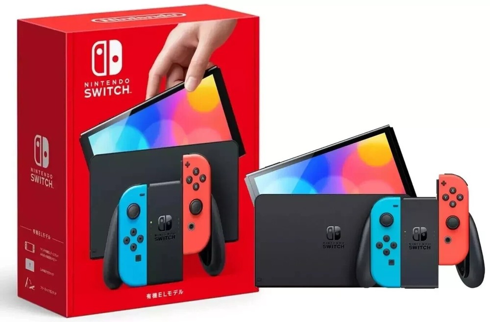 NEW Nintendo Switch OLED 64GB Neon Red Blue Joy-Con