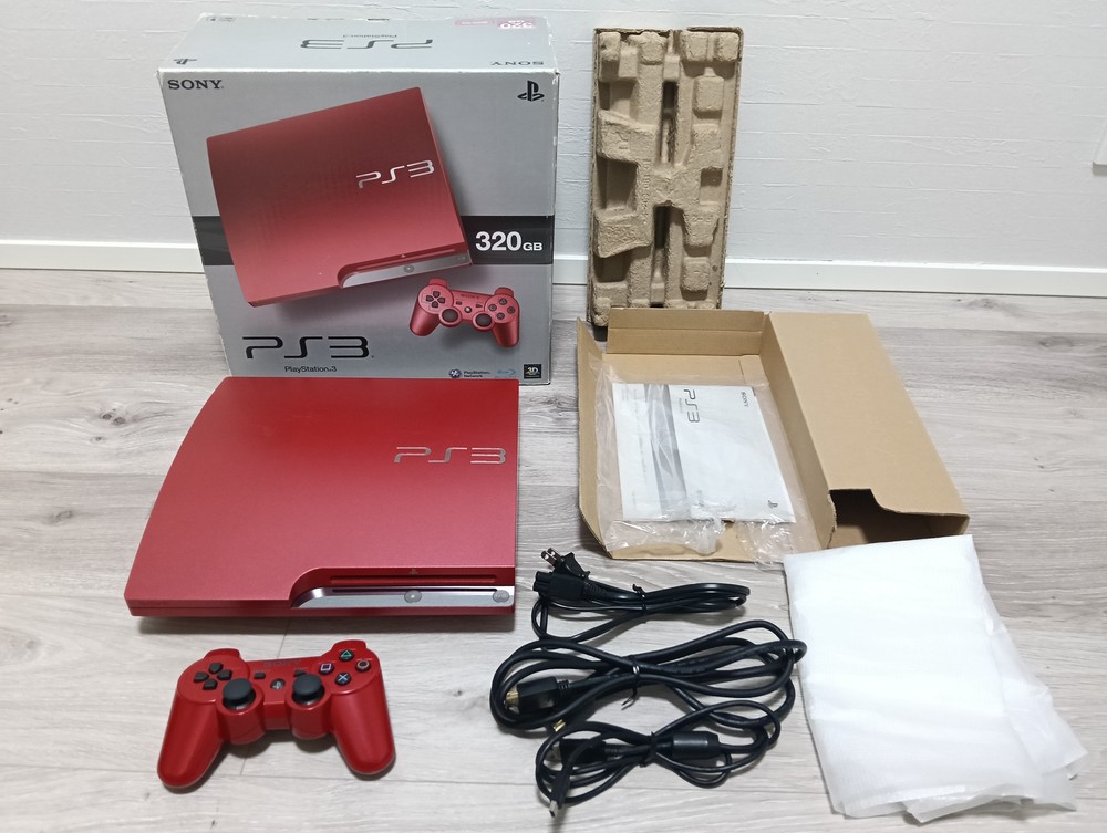 PS3 Slim Console CECH-3000B Scarlet Red 320GB Boxed PlayStation 3 Tested Working
