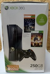 Microsoft Xbox 360 Slim With Halo Reach & Fable III 250gb Hard Drive CIB
