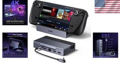 Portable Steam Deck Dock: 4K@120Hz HDMI, USB-A, USB-C & Gigabit Ethernet/.